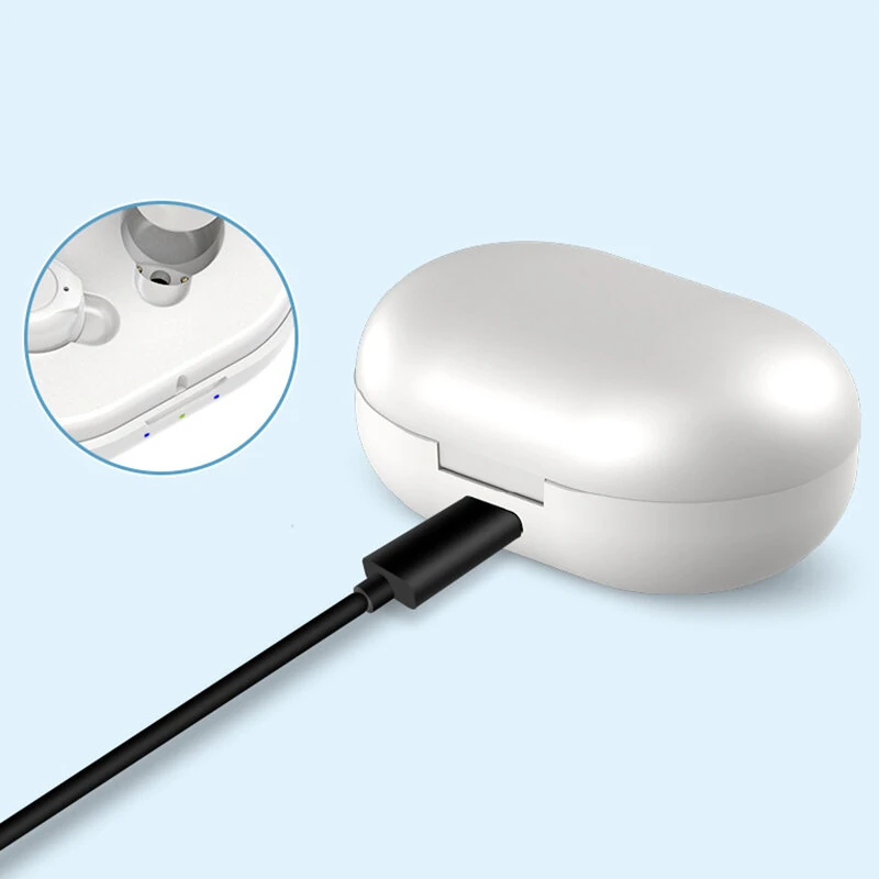 (image for) Black/White Rechargeable Portable Adjustable Hearing Earphones Invisible-In-Canal Sound Amplifier